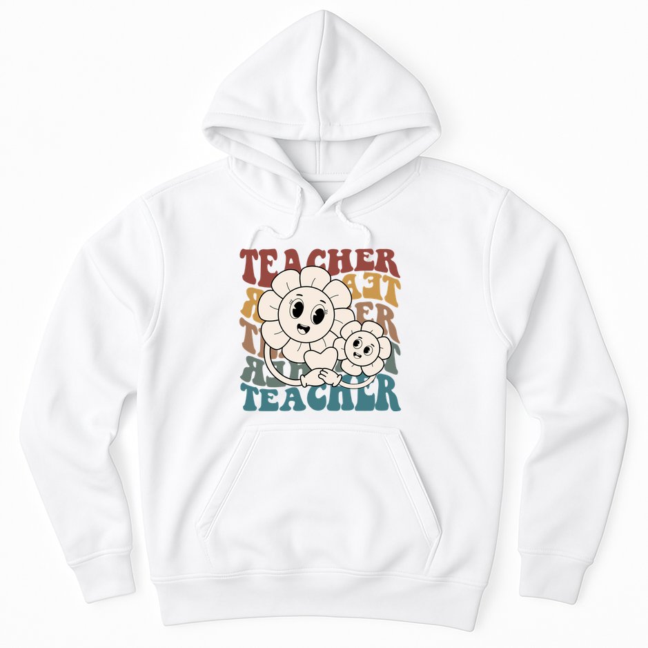 Retro Teacher Cute Gift Sunflower Heart Hoodie