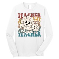 Retro Teacher Cute Gift Sunflower Heart Long Sleeve Shirt