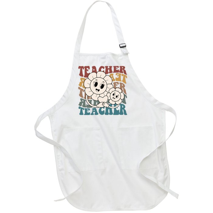 Retro Teacher Cute Gift Sunflower Heart Full-Length Apron With Pockets