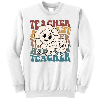 Retro Teacher Cute Gift Sunflower Heart Sweatshirt