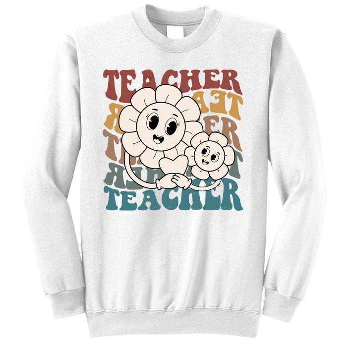 Retro Teacher Cute Gift Sunflower Heart Sweatshirt