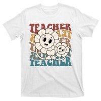 Retro Teacher Cute Gift Sunflower Heart T-Shirt