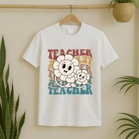 Retro Teacher Cute Gift Sunflower Heart T-Shirt