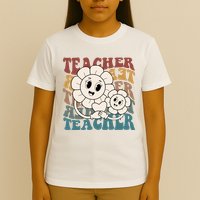 Retro Teacher Cute Gift Sunflower Heart T-Shirt