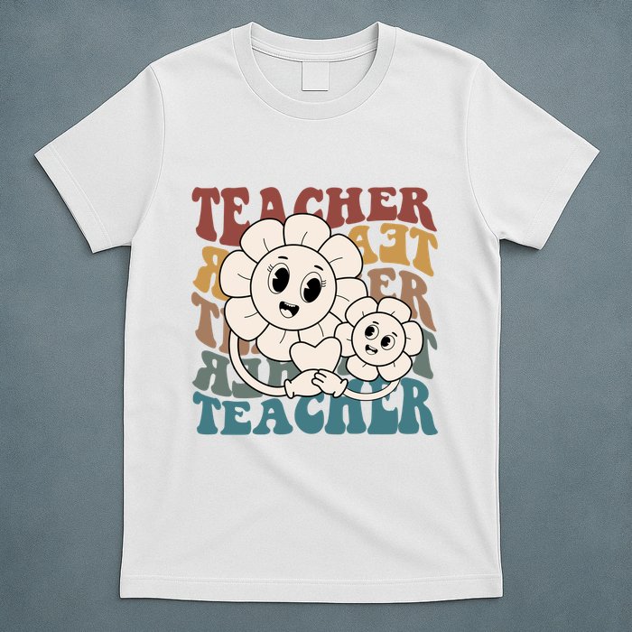 Retro Teacher Cute Gift Sunflower Heart T-Shirt