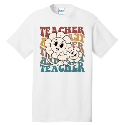 Retro Teacher Cute Gift Sunflower Heart Tall T-Shirt