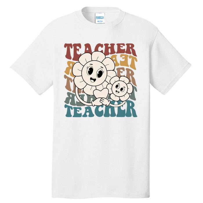 Retro Teacher Cute Gift Sunflower Heart Tall T-Shirt