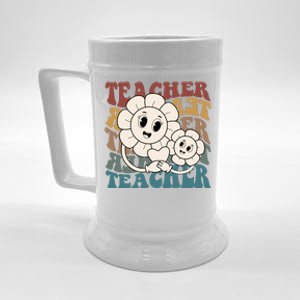 Retro Teacher Cute Gift Sunflower Heart Beer Stein