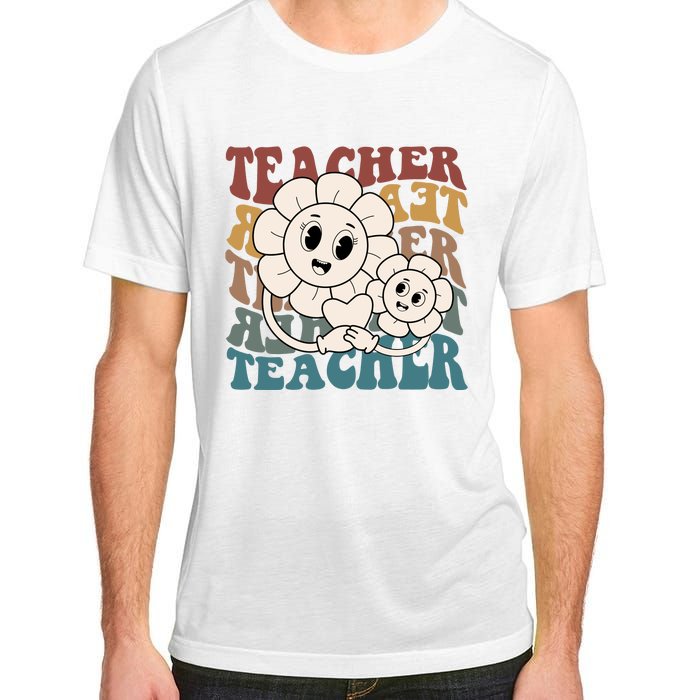 Retro Teacher Cute Gift Sunflower Heart Adult ChromaSoft Performance T-Shirt