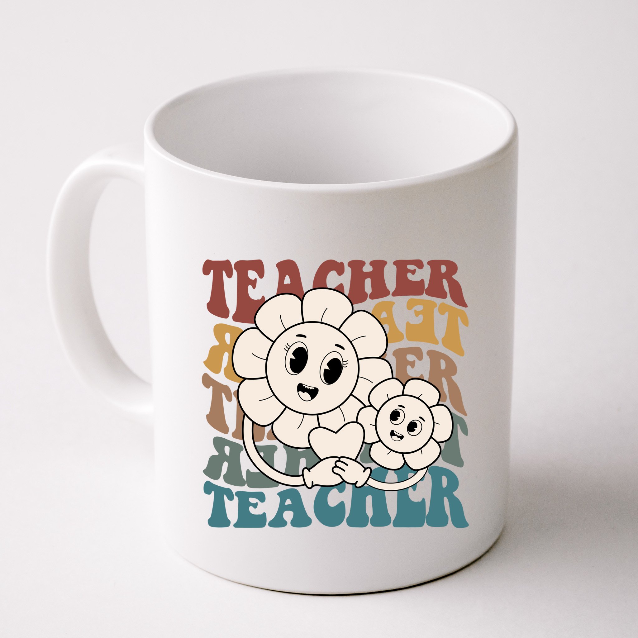 Retro Teacher Cute Gift Sunflower Heart Mug
