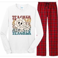 Retro Teacher Cute Gift Sunflower Heart Long Sleeve Pajama Set