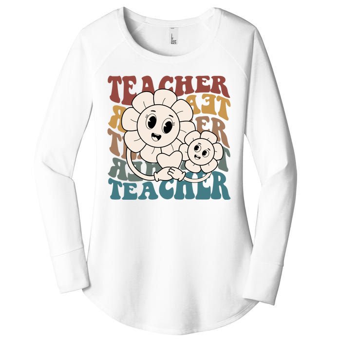 Retro Teacher Cute Gift Sunflower Heart Women's Perfect Tri Tunic Long Sleeve Shirt