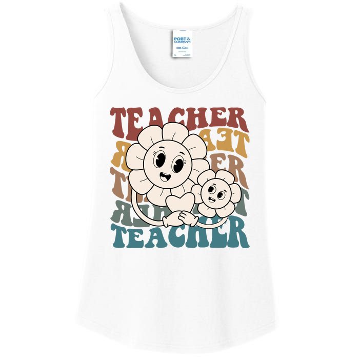 Retro Teacher Cute Gift Sunflower Heart Ladies Essential Tank