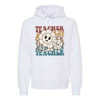 Retro Teacher Cute Gift Sunflower Heart Premium Hoodie