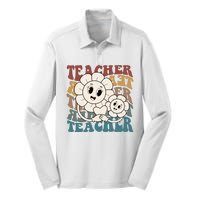 Retro Teacher Cute Gift Sunflower Heart Silk Touch Performance Long Sleeve Polo