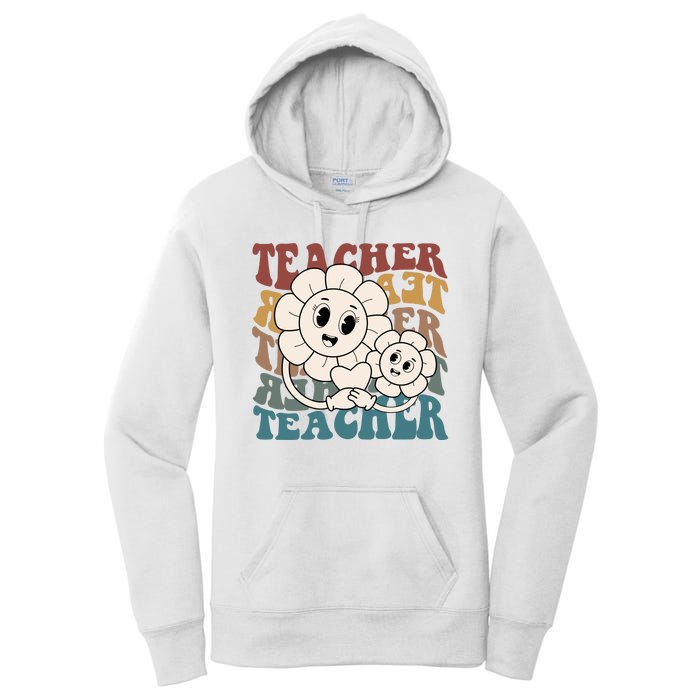 Retro Teacher Cute Gift Sunflower Heart Women's Pullover Hoodie