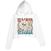 Retro Teacher Cute Gift Sunflower Heart Crop Fleece Hoodie