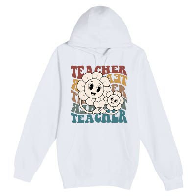 Retro Teacher Cute Gift Sunflower Heart Premium Pullover Hoodie