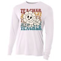 Retro Teacher Cute Gift Sunflower Heart Cooling Performance Long Sleeve Crew