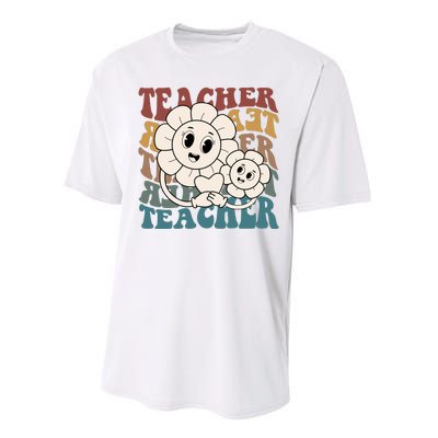 Retro Teacher Cute Gift Sunflower Heart Performance Sprint T-Shirt