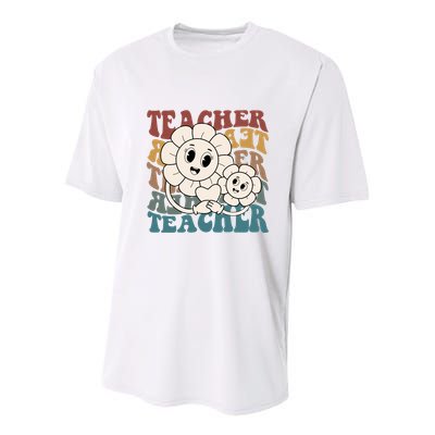 Retro Teacher Cute Gift Sunflower Heart Youth Performance Sprint T-Shirt