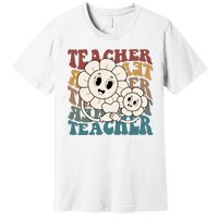 Retro Teacher Cute Gift Sunflower Heart Premium T-Shirt