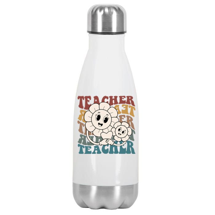 Retro Teacher Cute Gift Sunflower Heart Stainless Steel Insulated Water Bottle