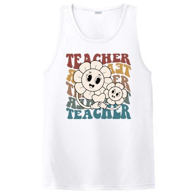 Retro Teacher Cute Gift Sunflower Heart PosiCharge Competitor Tank