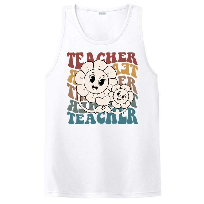 Retro Teacher Cute Gift Sunflower Heart PosiCharge Competitor Tank