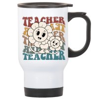 Retro Teacher Cute Gift Sunflower Heart Stainless Steel Travel Mug