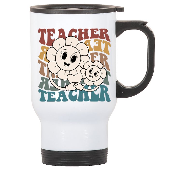 Retro Teacher Cute Gift Sunflower Heart Stainless Steel Travel Mug