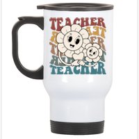 Retro Teacher Cute Gift Sunflower Heart Stainless Steel Travel Mug