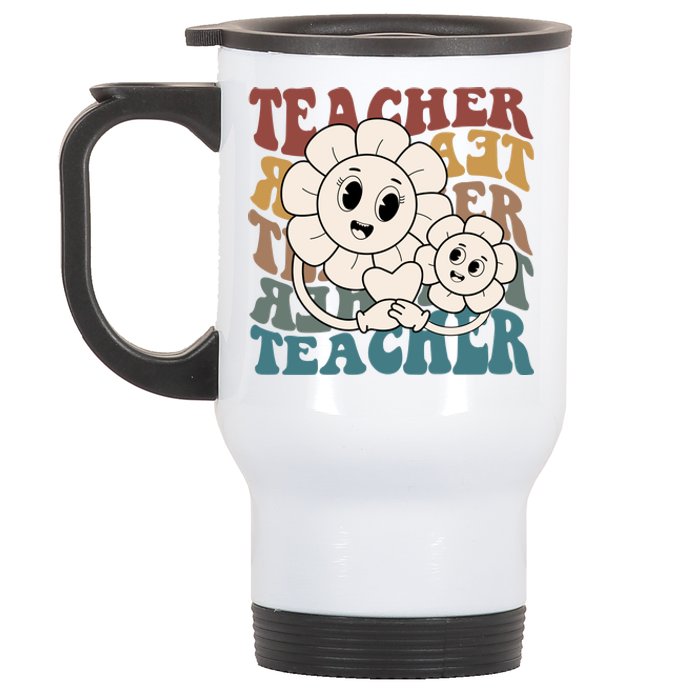 Retro Teacher Cute Gift Sunflower Heart Stainless Steel Travel Mug