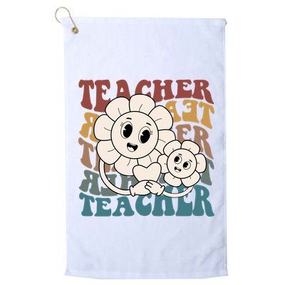 Retro Teacher Cute Gift Sunflower Heart Golf Towel