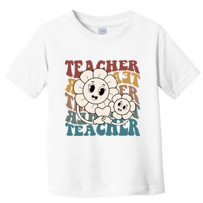Retro Teacher Cute Gift Sunflower Heart Toddler T-Shirt