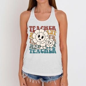 Retro Teacher Cute Gift Sunflower Heart Women's Knotted Racerback Tank