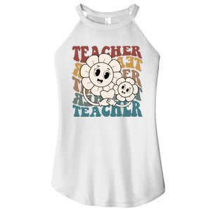 Retro Teacher Cute Gift Sunflower Heart Women's Perfect Tri Rocker Tank