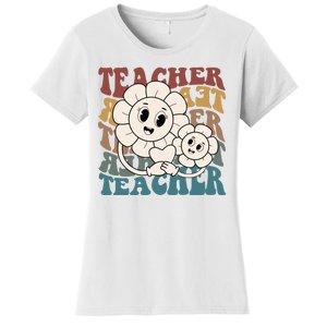 Retro Teacher Cute Gift Sunflower Heart Women's T-Shirt