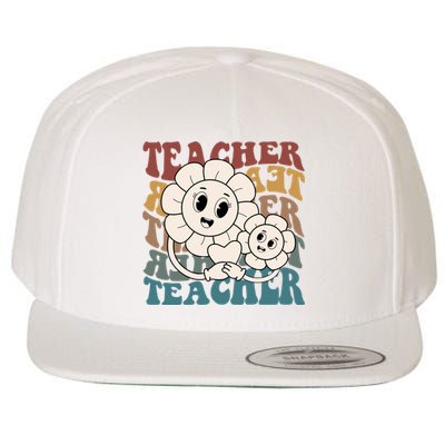 Retro Teacher Cute Gift Sunflower Heart Wool Snapback Cap