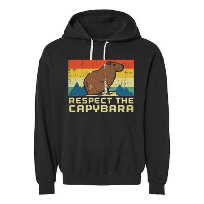 Respect The Capybara Retro Capy Rodent Animal Women Garment-Dyed Fleece Hoodie