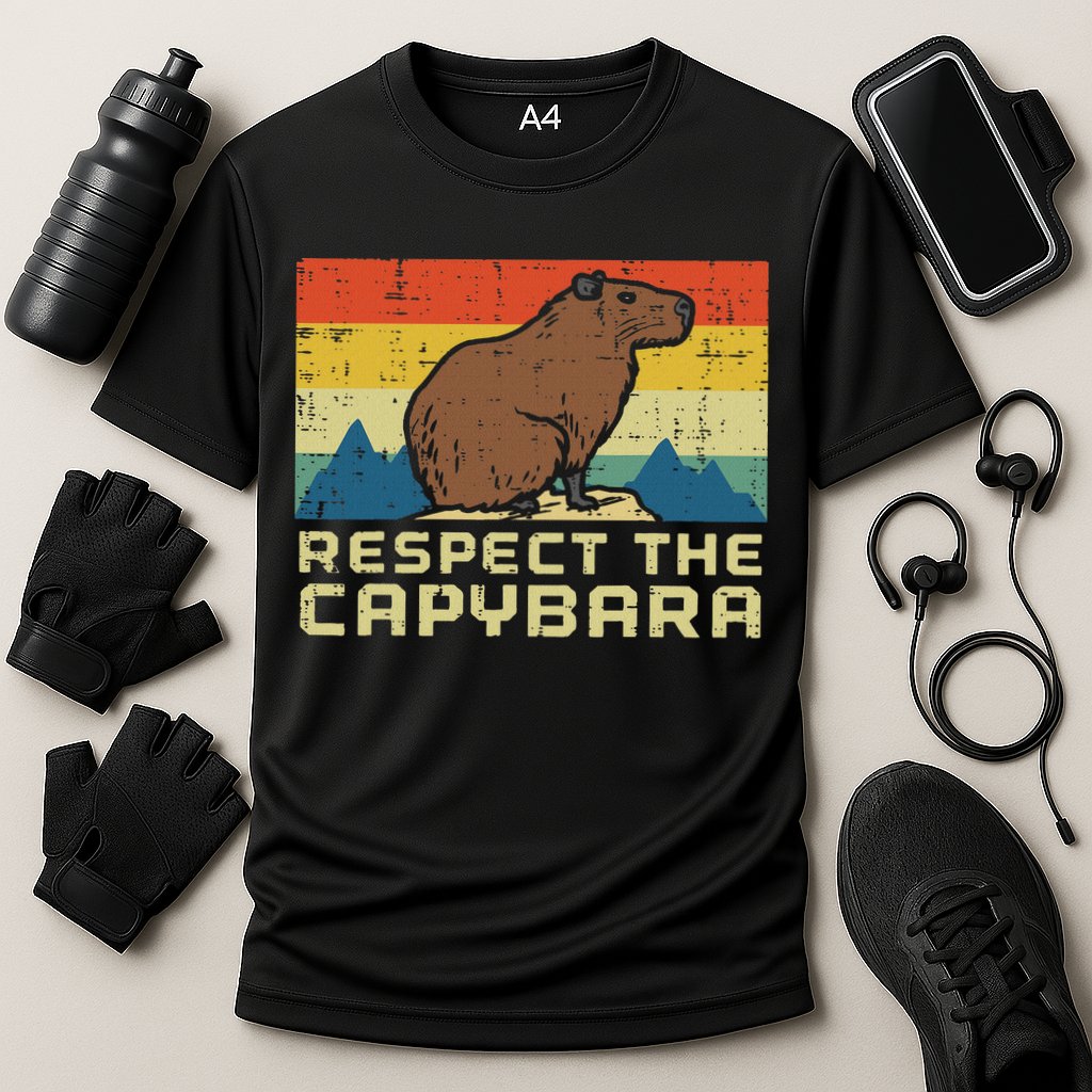 Respect The Capybara Retro Capy Rodent Animal Women Performance Shirt