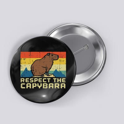 Respect The Capybara Retro Capy Rodent Animal Women Button