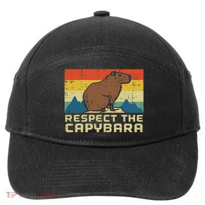 Respect The Capybara Retro Capy Rodent Animal Women 7-Panel Snapback Hat
