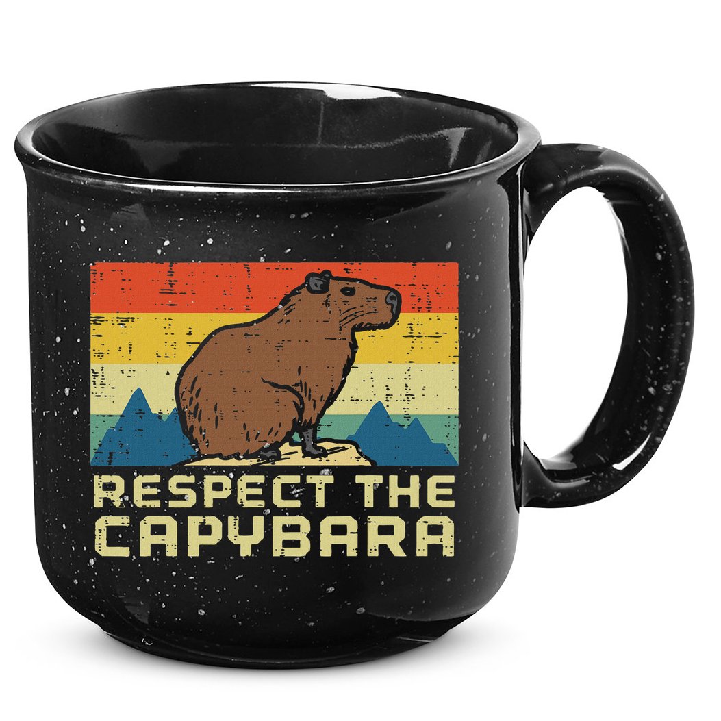 Respect The Capybara Retro Capy Rodent Animal Women 15oz Campfire Ceramic Mug