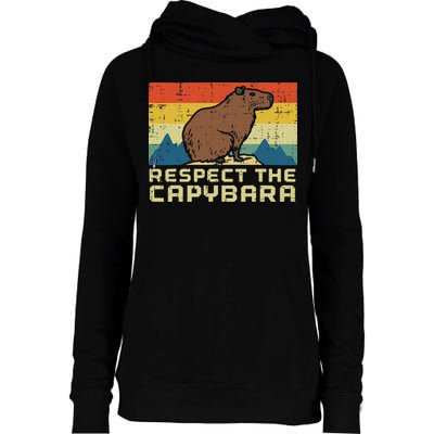 Respect The Capybara Retro Capy Rodent Animal Women Womens Funnel Neck Pullover Hood