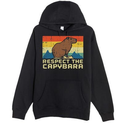 Respect The Capybara Retro Capy Rodent Animal Women Premium Pullover Hoodie