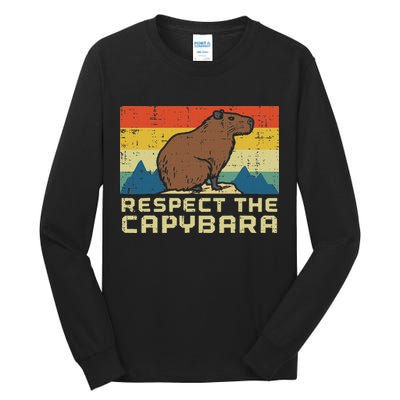 Respect The Capybara Retro Capy Rodent Animal Women Tall Long Sleeve T-Shirt