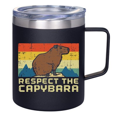 Respect The Capybara Retro Capy Rodent Animal Women 12oz Stainless Steel Coffee Mug