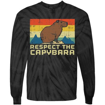Respect The Capybara Retro Capy Rodent Animal Women Tie-Dye Long Sleeve Shirt