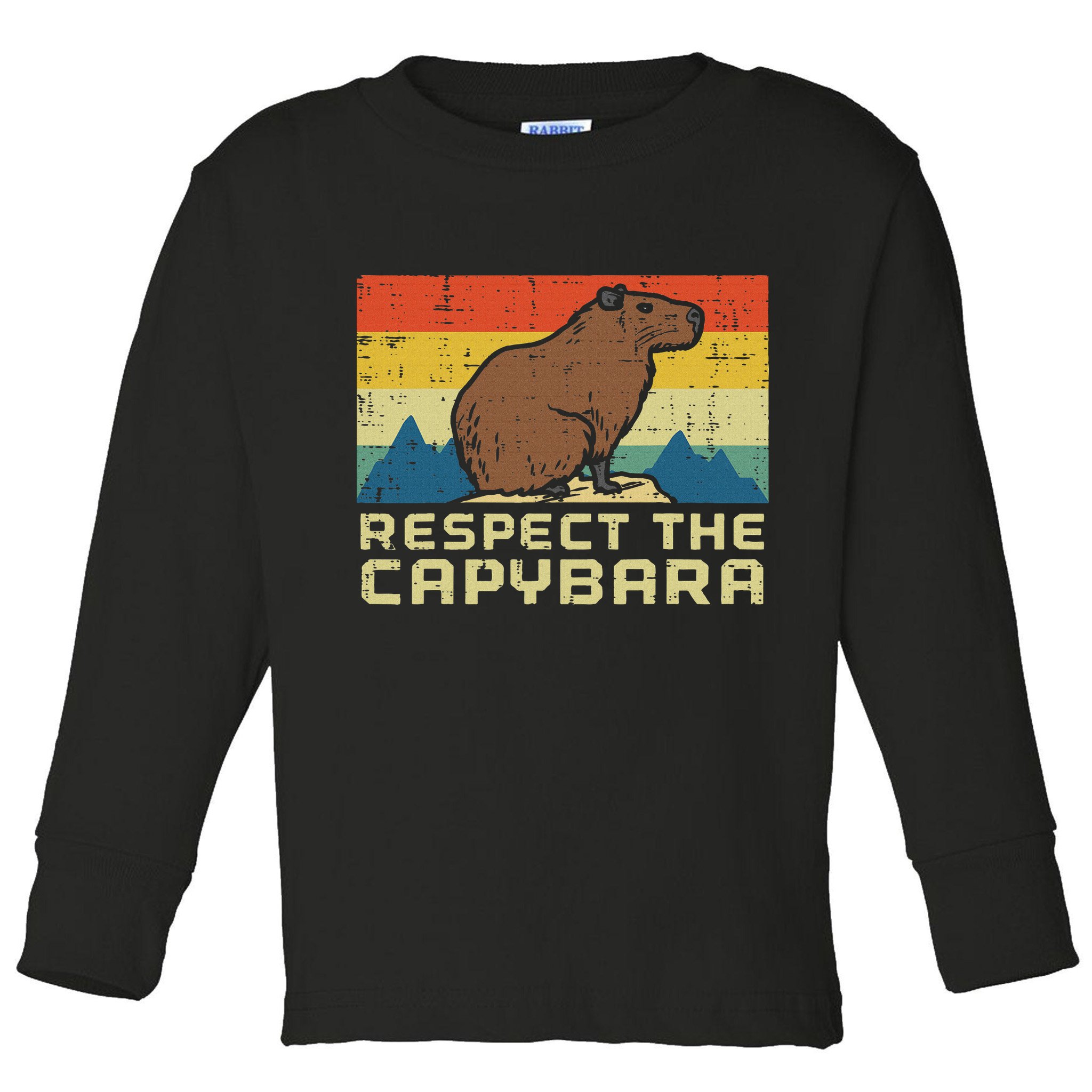 Respect The Capybara Retro Capy Rodent Animal Women Toddler Long Sleeve Shirt